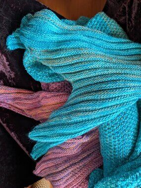 Knitted cotton mermaid blankets for adults and kids: One pink and One blue